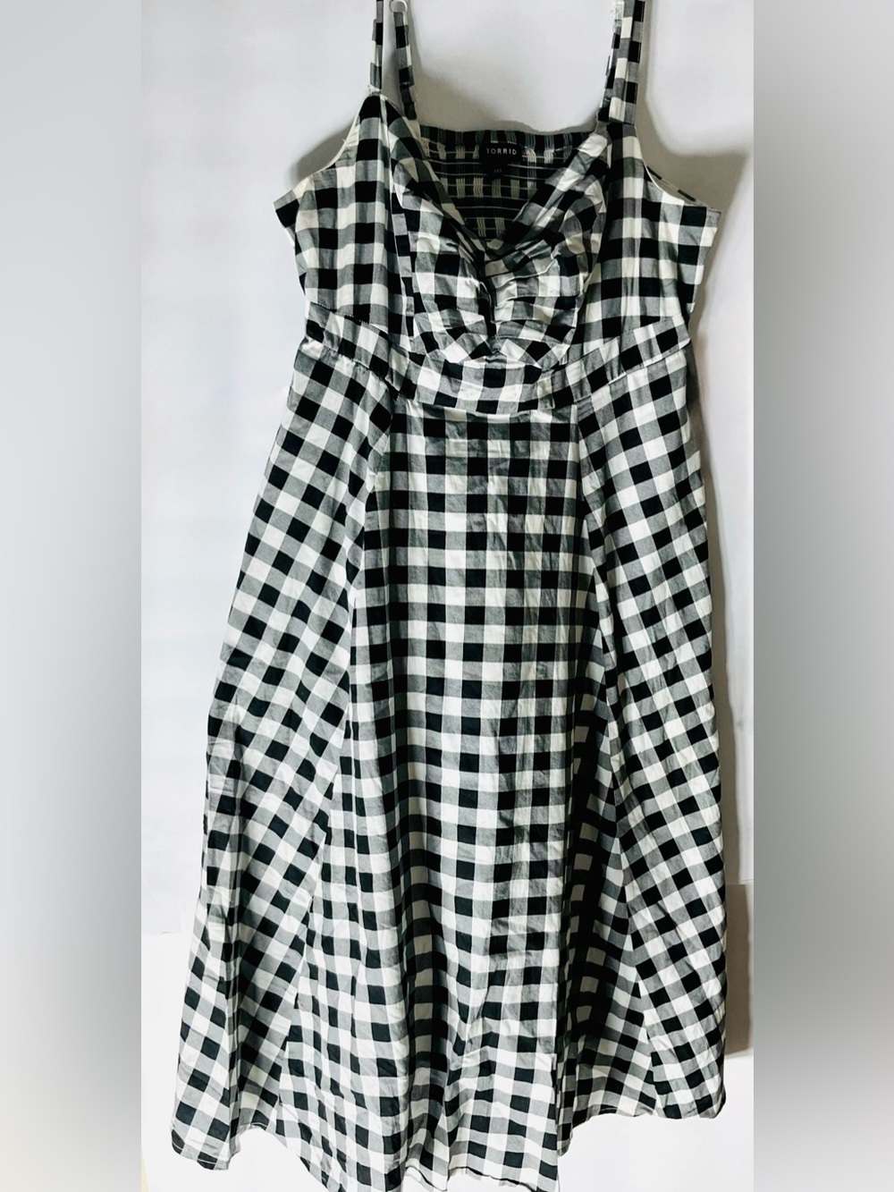 Torrid Black & White Gingham Midi Dress w/ Pockets Size 00